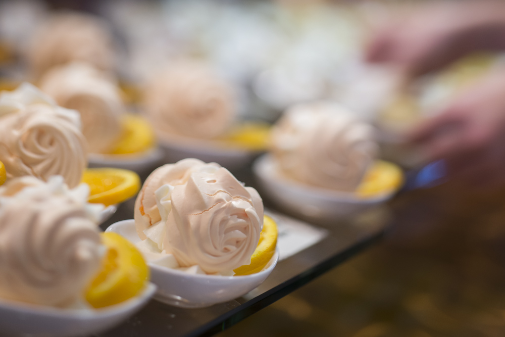 Desserts with Citrus Slice in Individual Plates